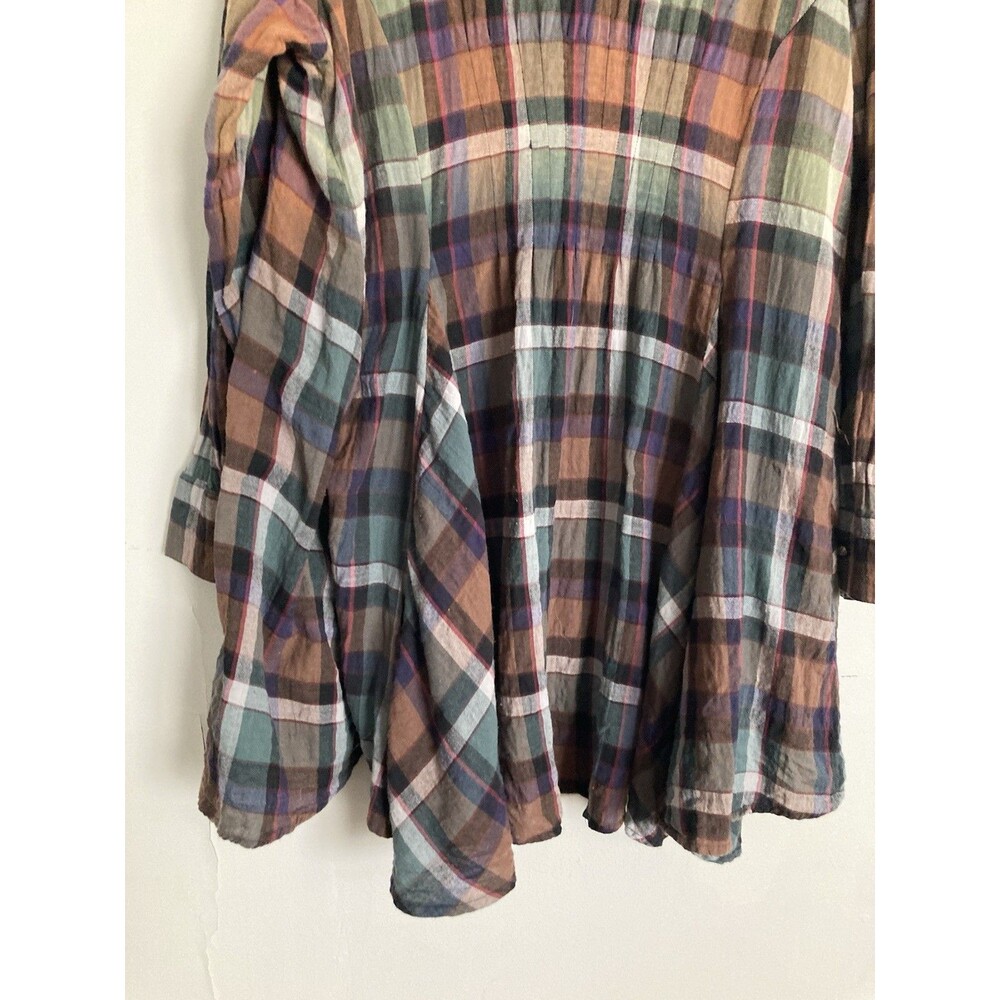Soft Surroundings Plaid Swing Tunic Top XL Pleated Pastel Boho - Picture 9 of 12